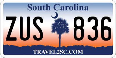 SC license plate ZUS836