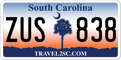 SC license plate ZUS838