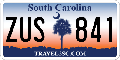 SC license plate ZUS841