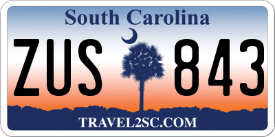 SC license plate ZUS843