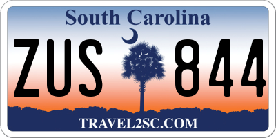 SC license plate ZUS844