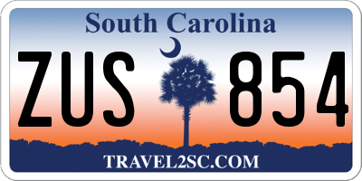 SC license plate ZUS854