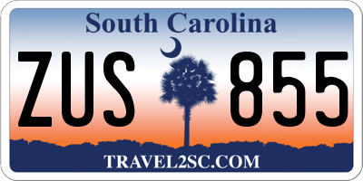SC license plate ZUS855