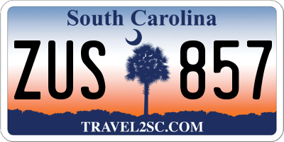 SC license plate ZUS857