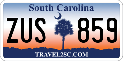SC license plate ZUS859