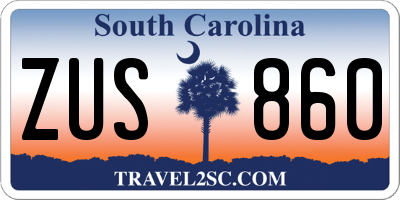 SC license plate ZUS860