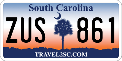 SC license plate ZUS861