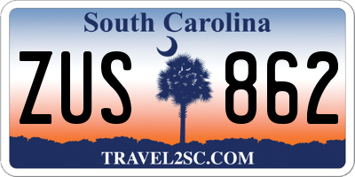 SC license plate ZUS862