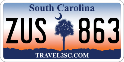 SC license plate ZUS863