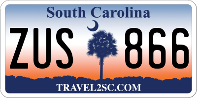 SC license plate ZUS866