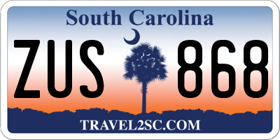 SC license plate ZUS868