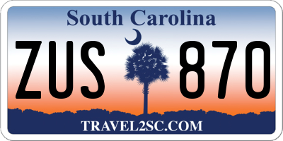 SC license plate ZUS870