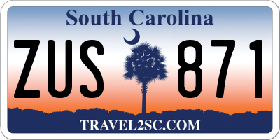 SC license plate ZUS871