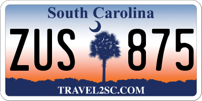 SC license plate ZUS875