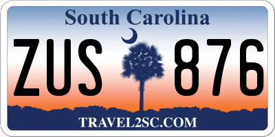 SC license plate ZUS876
