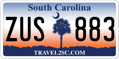 SC license plate ZUS883