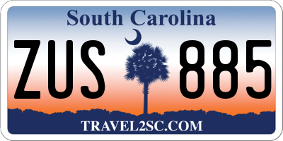 SC license plate ZUS885
