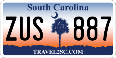 SC license plate ZUS887