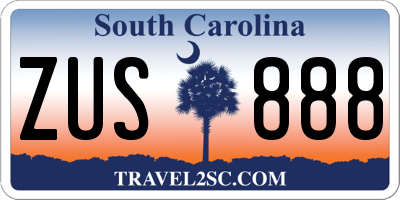 SC license plate ZUS888