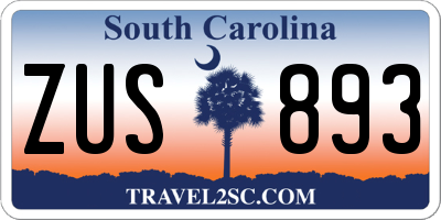 SC license plate ZUS893