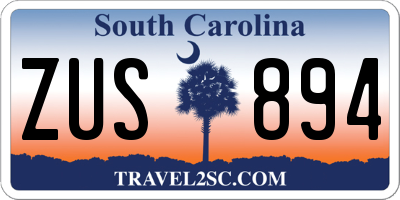SC license plate ZUS894