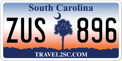 SC license plate ZUS896