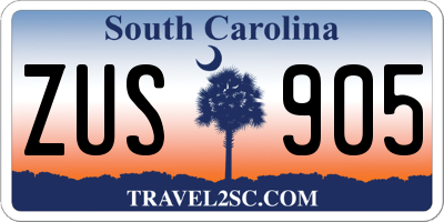 SC license plate ZUS905