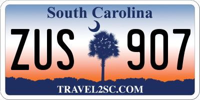 SC license plate ZUS907