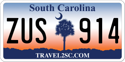 SC license plate ZUS914