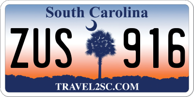 SC license plate ZUS916