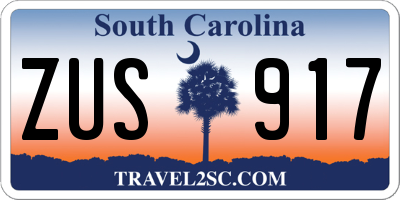 SC license plate ZUS917