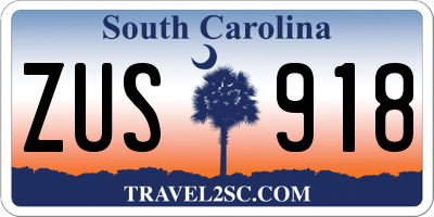 SC license plate ZUS918