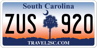 SC license plate ZUS920