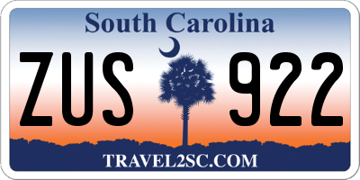 SC license plate ZUS922