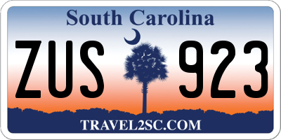 SC license plate ZUS923