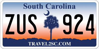 SC license plate ZUS924