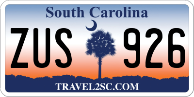 SC license plate ZUS926