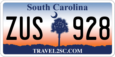 SC license plate ZUS928