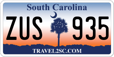 SC license plate ZUS935