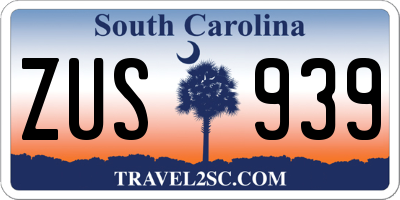 SC license plate ZUS939