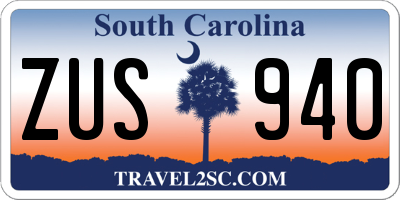 SC license plate ZUS940