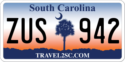 SC license plate ZUS942