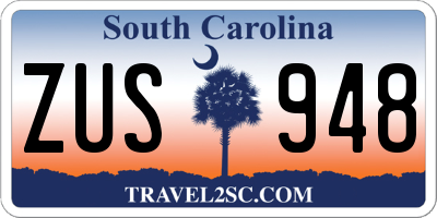 SC license plate ZUS948