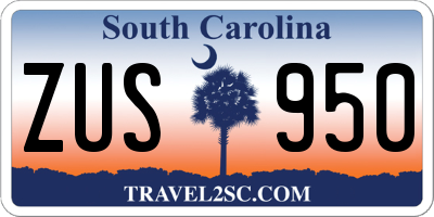 SC license plate ZUS950