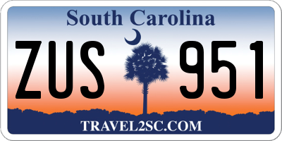 SC license plate ZUS951