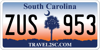 SC license plate ZUS953