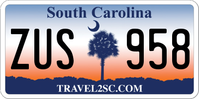 SC license plate ZUS958