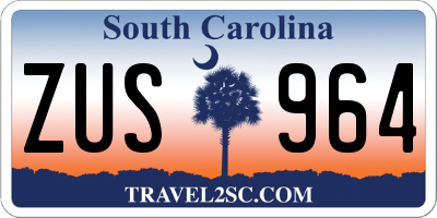 SC license plate ZUS964
