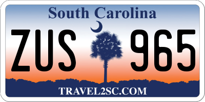 SC license plate ZUS965