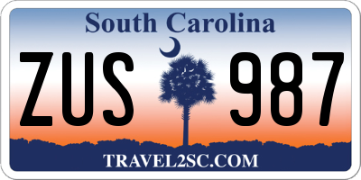 SC license plate ZUS987